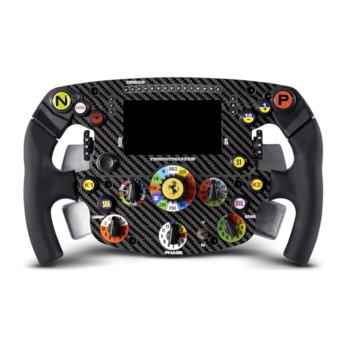 Thrustmaster Ferrari SF1000 Edition Formula Wheel Add-On, Carbon Fiber Faceplate, Built-In IPS LCD Display, 25 Action Buttons, Magnetic Paddle Shifters, Compatible with PS5, Xbox Series X|S & PC by Thrustmaster - Used condition - US$349.67