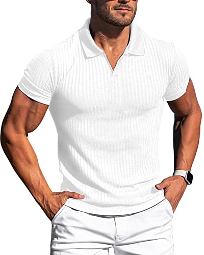 Polo de golf col en V blanc taille L anti-transpiration pour rester au frais sur le green