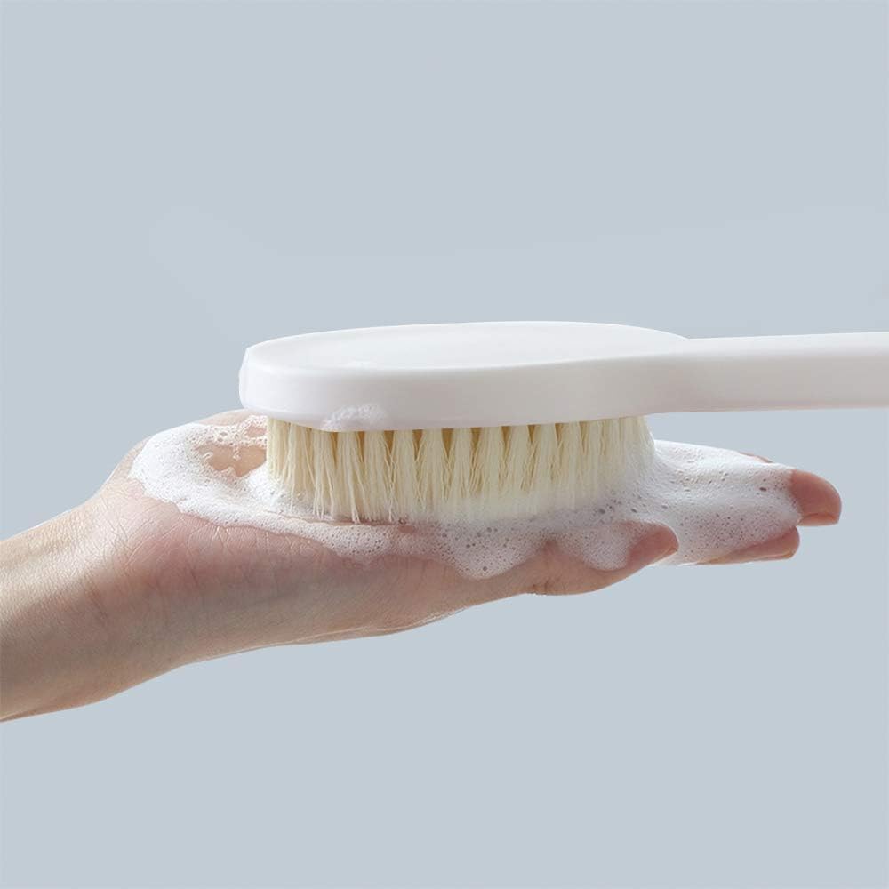 Wazdorf Soft Silicone Back Scrubber Shower Bath Brush with Long Handle | Flexible Bristles for Smooth Skin | Exfoliating Brush | Body Scrubber for Women, Men & Boys| for Body Wash & Bathing(White) - Image 2 thumbnail