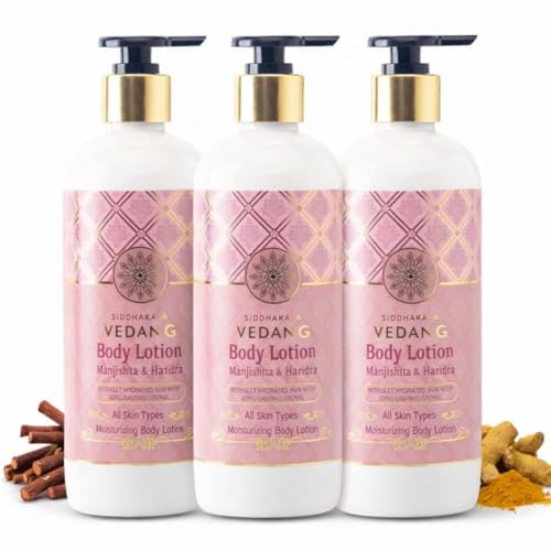 Image of Body Lotion (Manjishta & Haridra) for Moisturised & Rejuvenated Skin | Ayurvedic Blend with Natural Ingredients for Deep Hydration & Healthy, Smooth Skin - 300ml (Pack of 3)