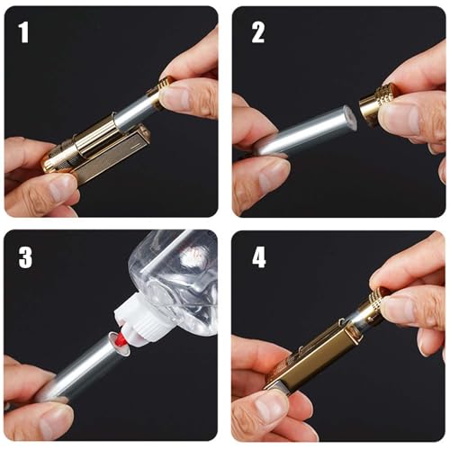 Encendedor metálico dorado recargable con llama ajustable miniatura 5