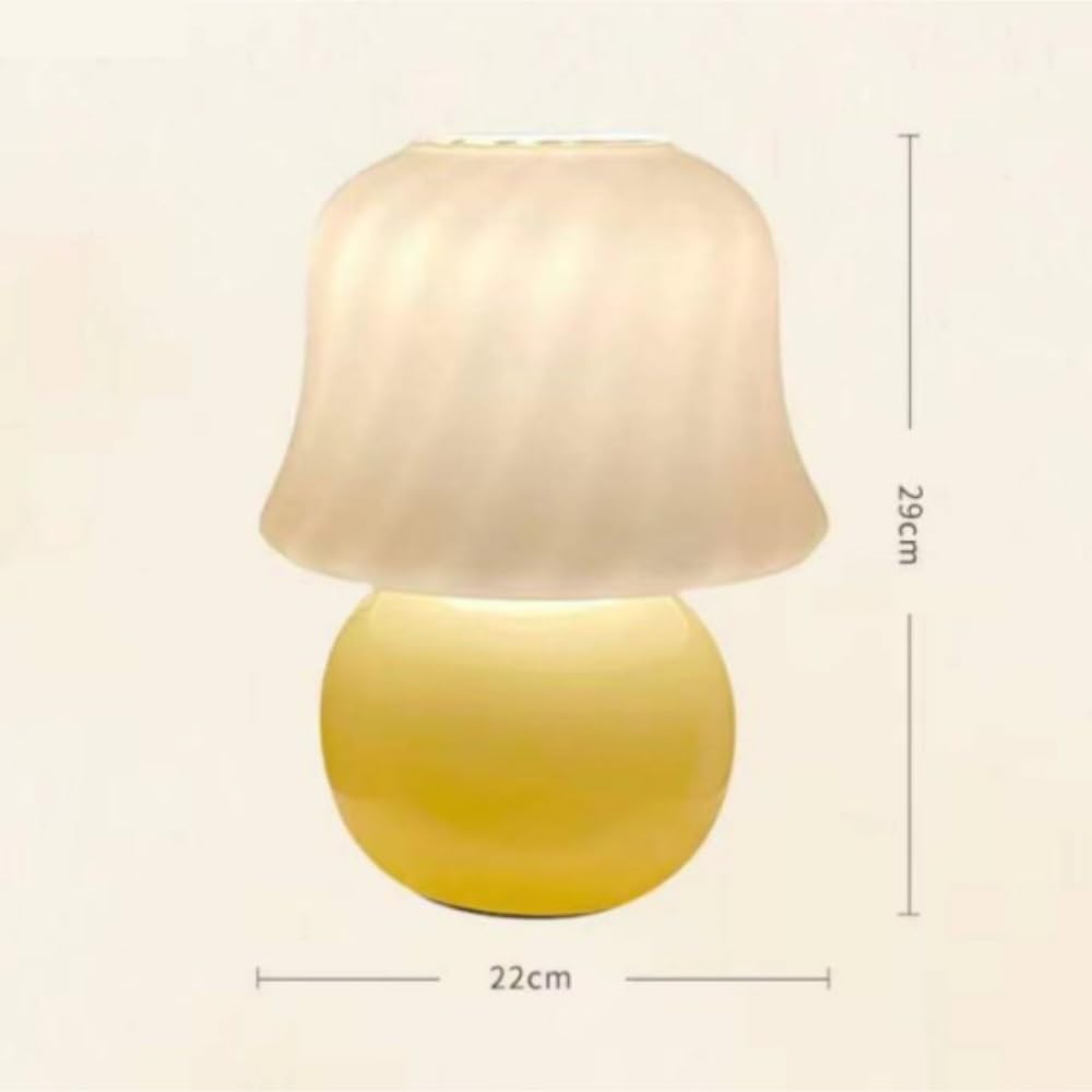 Lampada vintage francese, luce notturna ambientale sul comodino | Vintage francese, paralume in vetro, fungo, metà secolo, luce notturna ambientale