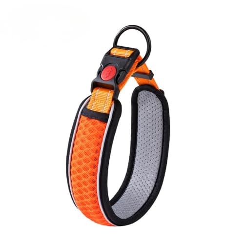 WOGTJH首輪外れないダブルリング柔らかいパッド小型中型犬の首輪犬のひもを散歩するのに適しています首の周り39-45 cm(推奨体重28-52 kg) (オレンジ)