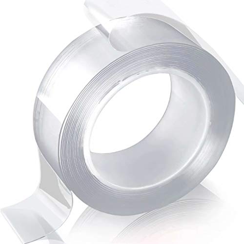 16.4FT Double Sided Tape Heavy Duty, Traceless Poster Tape, Reusable Transparent Mounting Tape, Multipurpose Removable Strong Adhesive Tape for Fixing Carpets, Photos, Nano Gel Grip Tape