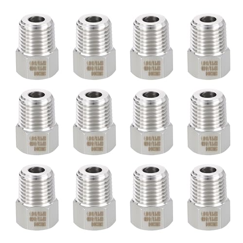 METALLIXITY 12PCS 1/4"MNPT x 1/8"FNPT Threaded SUS304 Hex Bushing Extension