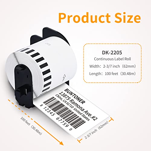 Dk2205 Labels Replacement For Brother Dk-2205 Ql-820Nwb Ql 700 Ql800 Ql570 Ql710W Ql 720Nw Continuous Labels Works With Ql Label Printers White Paper Label Roll With Frame, 2-3/7" X 100 Feet (4Pks) #TOP1