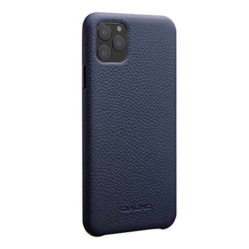 QIALINO iPhone 11 Pro Max Case Genuine Leather Secure Fit Phone Bumper with Raised Edge Protection and Ultra Thin Sleeve iPhone 11 Pro Max Covers Support Wireless Charging (Blue 6.5 inch)