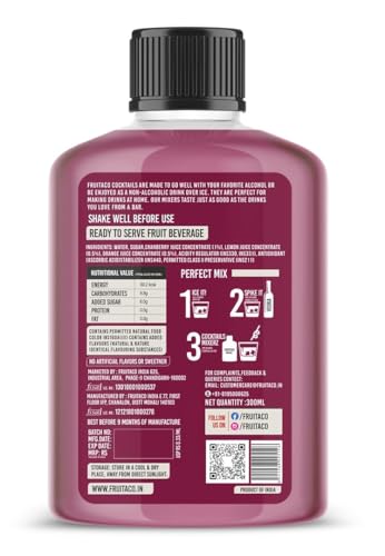 Image of Fruitaco Cosmopolitan Cocktail Mixers - Finely Crafted Non-Alcoholic 300ml (Pack of 4)