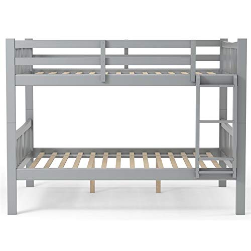 Pemberly Row Full Over Full Contemporary Wood Bunk Bed With Ladder In Gray #TOP1
