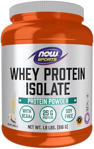 NOW Foods Sports Nutrition, Whey Protein Isolate, 25 G With BCAAs, Creamy Vanilla Powder, 1.8-Pound