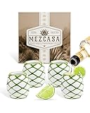 MEZCASA Tequila Shot Glasses Set – Agave Glasses Inspired by the Agave Pina Cone – Handmade Ceramic Shot Glass Perfect Gifts for Tequila Drinkers (Set of 4)