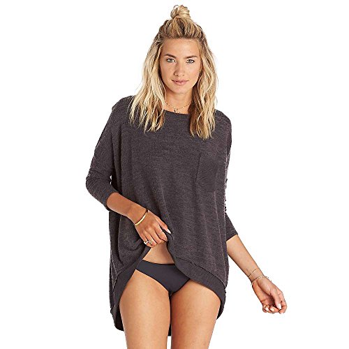 Billabong Junior's All Things Brushed Terry Crew Neck Pullover Top, Off Black, M