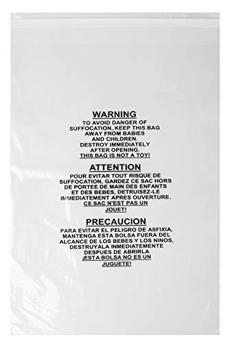Paknseal Clear 12X16 Self Seal Poly Bags, Suffocation Warning (100 Count) #TOP1