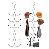 Schalhalter mit 12 Silikon Haken, KleiderbüGel Schal mit 360° Drehbaren Haken, Platzsparender Klappbarer Gürtelhalter Kleiderschran für Schals, Tücher, Gürtel Und Krawatten, Tragfähigkeit Bis zu 10 Kg