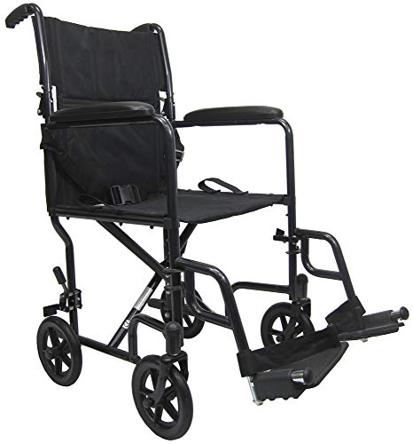 Karman K-Lt-2019 19" Seat 19 Lbs. Ultra Lightweight Transport Wheelchair With Full Length Armrest In Black #TOP21