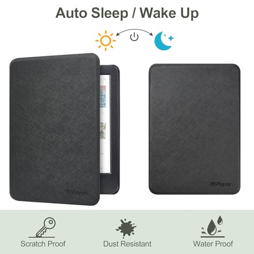 RSAquar 6 Tolino Shine Color/Shine 5(2024)/Shine 4(2022) & Kobo Clara Colour | BW | 2E Hülle mit Handschlaufe, Schlanke Schutzhülle mit Auto Sleep/Wake - Schwarz