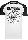 MERCHCODE Herren Ramones Circle Raglan Tee T-Shirt, wht/Blk, M