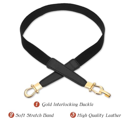 3 Pcs Skinny Elastic Belts for Women Thin Retro Stretch Waist Belt with Golden Buckle Adjustable Dress Body Waists Belt for Women Dresses Jeans Trousers Jewelry Accessories3