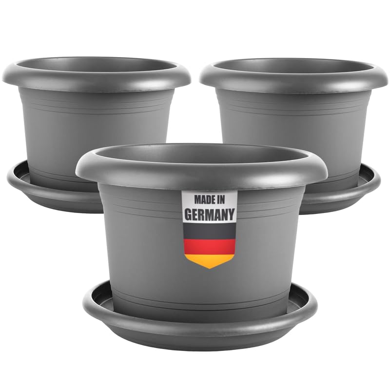 Produktbild von Blumentopf Steinoptik CLP Pflanzkübel XXL Set 3er - Wetterfeste Blumenkübel In Steinoptik Für Garten & Balkon Wetterfeste Pflanzkübel