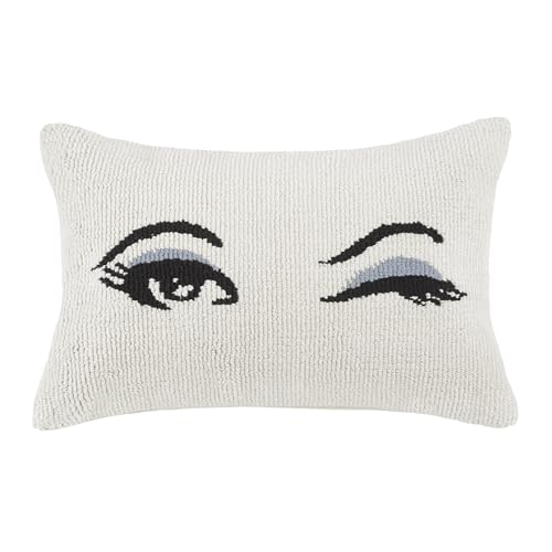Image of kate spade new york Wink Decorative Pillow, 14 inch x 20 inch Throw Pillow for Bed or Sofa, Textured Cotton and Polyester Blend Cover, White