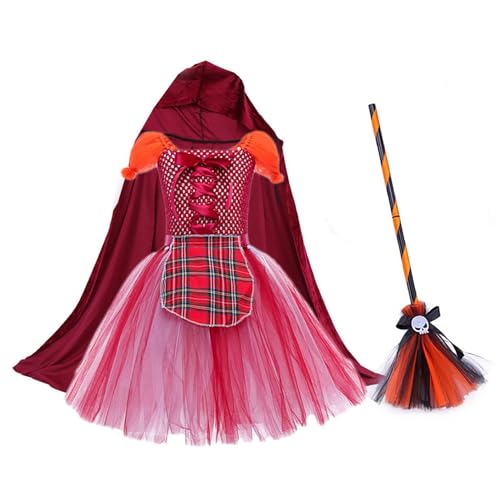 Costume de sorcière pour fille avec robe et chapeau d'Halloween