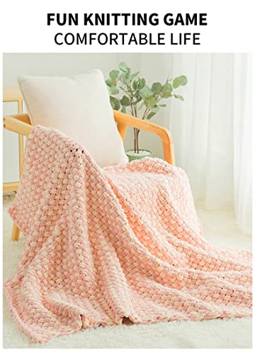 Chunky Chenille Yarn Soft Loop Yarn Finger Looping Yarn For Hand Knitting Baby Blanket (Red) #TOP4