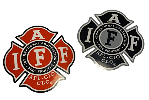 The New 4 IAFF Union 3m Ultra Reflective Vinyl Union Firefighter Window Decal (Choose Color) American Made (RED)