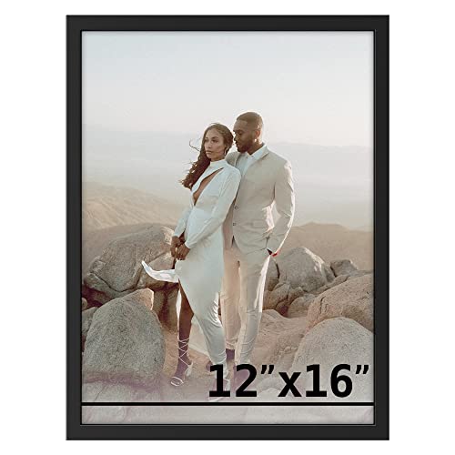 SIGNLEADER Custom Framed Wall Art Square Tile Gallery Print, Personalized Matte Vinyl Panel Photos With Frame, Wedding, Family, Baby, Pets, Nursery for Living Room, Bedroom, Office - 12'x16' BLACK