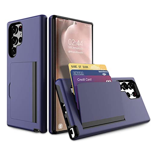 Coque Samsung S21 FE porte-carte bleu marine idéale pour voyager léger sans portefeuille