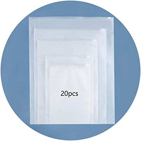 HVDHYY 20pcs Travel Storage Clothes Bags Waterproof Pouch Frosted Plastic Ziplock Bags Zip Seal Bag Resealable Luggage Organiser Transparent Frosted for Newborn Birth School Trip 8"*11"/20cm * 28cm