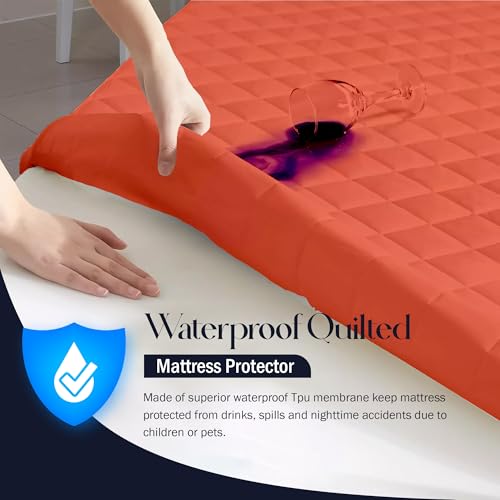 Image of TAG 24 Waterproof Cotton Quilted Mattress Protector Breathable Queen Size Hypoallergenic Noiseless Ultra Soft Fitted Bed Cover 78x60 inch (78x60 inch | 6.5x5 ft, Maroon)