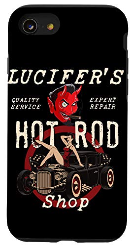 Iphone Se (2020) / 7 / 8 Lucifer's Hot Rod Shop Rockabilly Pin Up Girl Ratty Rat Rod Case #TOP6