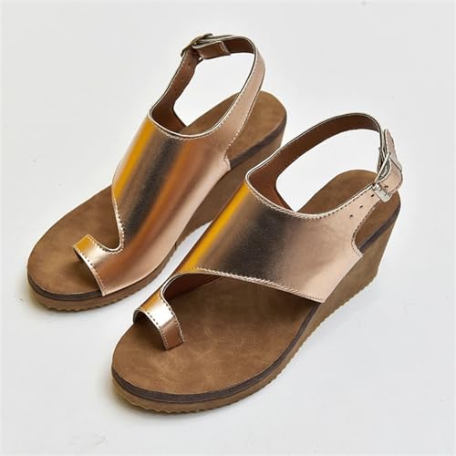 Womens Fashion Comfy Platform Sandal, Women Bunion Wedge Sandals with Adjustable Metal Buckle Strap, Orthopedic Toe Beach Travel Shoes, for Bunion Splints Toe Separator, Hallux Valgus2