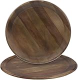 CLEENTABLE 13" Mango Wood Charger Plates Set of 2 β Round Handcrafted Wooden Dinner Plates, Natural Brown Serving Tray for Snacks, Steak, Dessert β Durable, Lightweight, Rustic Table Decor