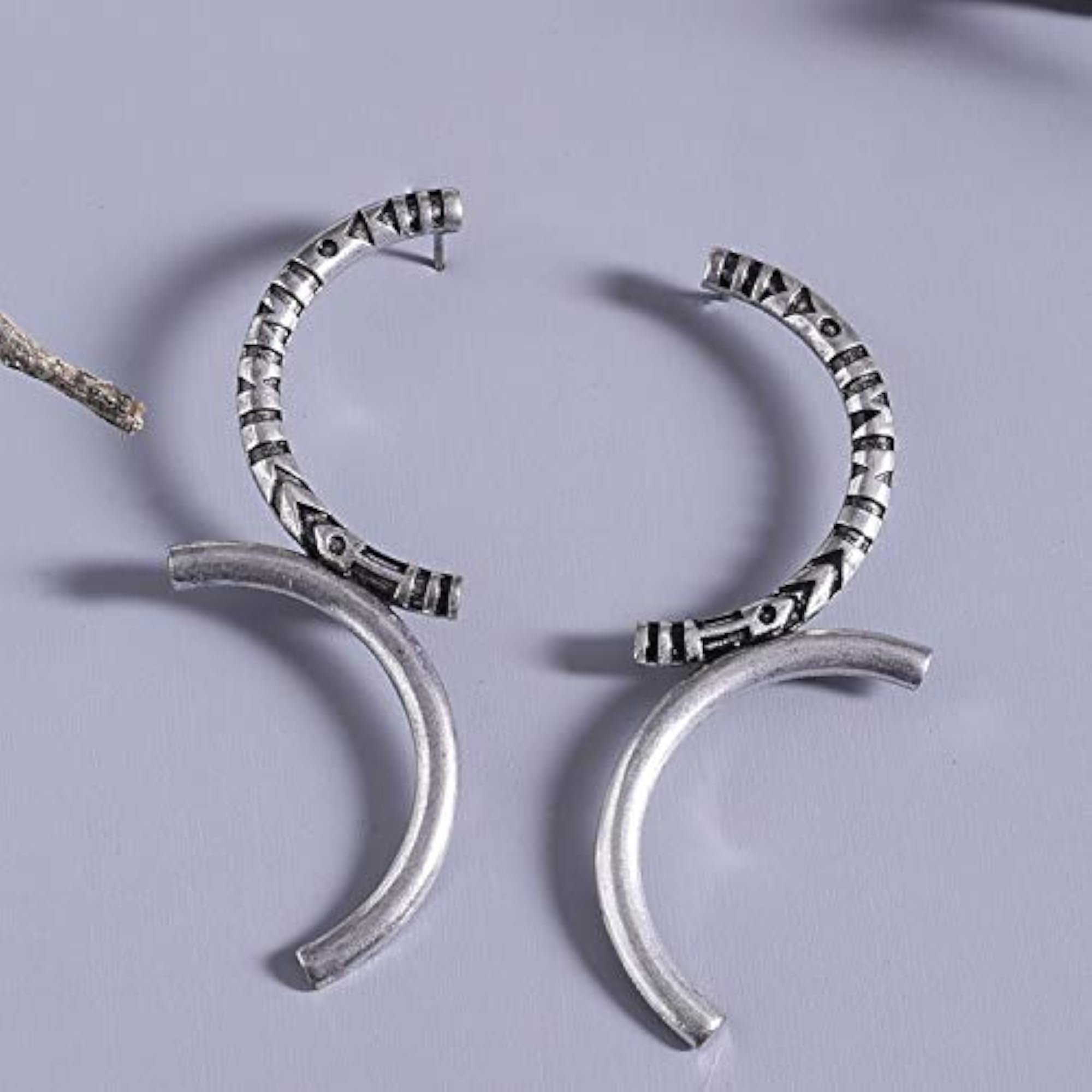 Aztec Bar Half Circle Earrings