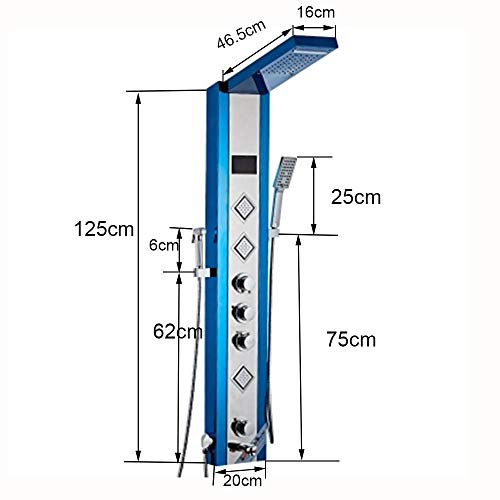 Sistema de Torre de Panel de Ducha Termostático LED con Funciones Múltiples, Pantalla Digital, Ducha Superior, Chorros de Masaje, Tubo de Llena miniatura 3