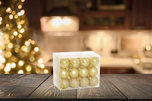 Kit 45 Mini Bolas Natal Dourada Glitter, Fosca, Lisa 3cm - Master Christmas