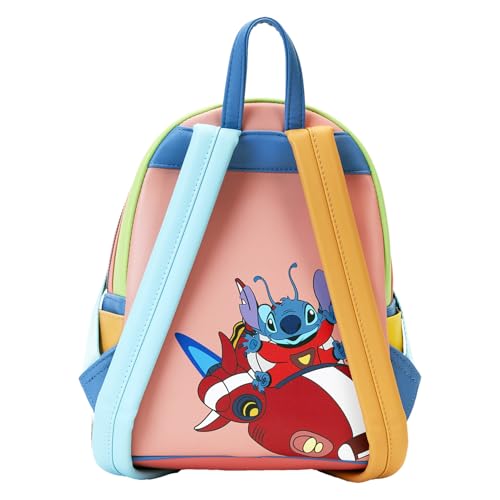 Image of Loungefly Disney Stitch Color Block Mini Backpack Handbag Double Strap Shoulder Bag