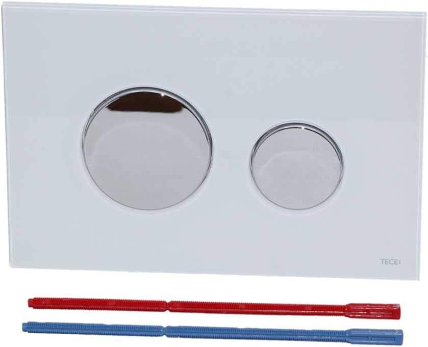 TECE Loop 9240660 Toilet Flush Plate Glass White with Shiny Chrome Buttons