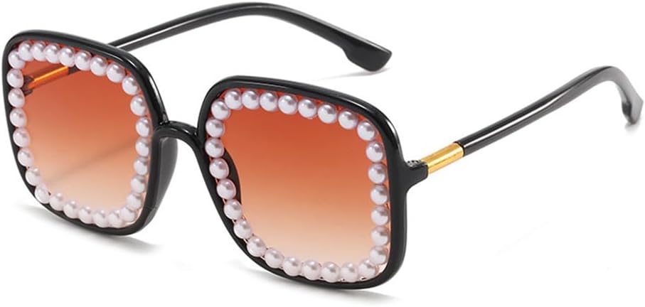 Pearl Large Frame Women's Sunglasses Vintage Glasses Decoration Eyewear