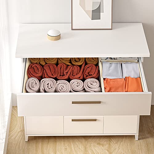 Criusia Drawer Organizer Clothes 12 Pack, Dresser Organizer for Nursery Bedroom Closet Organization and Storage - Baby Clothes Organizer Bins - Drawer Divider for Sock Underwear Bra Ties (Beige) by Criusia - Image 6