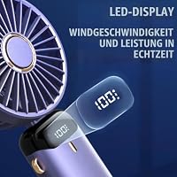 Jsdoin Handventilator, Tragbarer Mini Ventilator, Wiederaufladbar, Kleiner Taschenventilator Mit 5 Geschwindigkeitsstufen, Faltbarer USB-Ventilator für Büro, Outdoor (Violett) – Ansicht 4