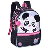 Mochila Panda Costas Infantil Orelhas Pelucia + Chaveiro