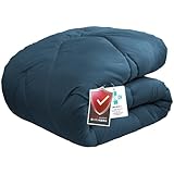 Matdeco 掛け布団 合掛け布団 ダブル 掛けふとん 柔らかな肌触り 春秋向き 吸水速乾 かけ布団 洗える ピーチスキン加工 ふわふわ ほこりが出にくい オールシーズン 抗菌 防臭 防ダニ 身体にやさしくフィット 軽量 通気 中綿約1.2kg (190×210cm ネイビー）