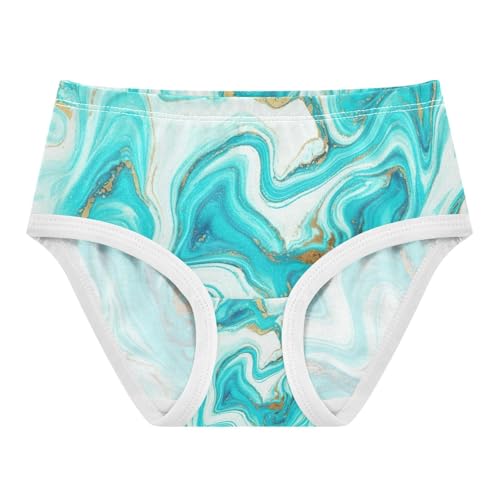 Toddler Girl Panties, Marble Aqua Blue Girls Cotton Underwear, 2–8 Years