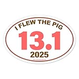 Charmed Running Brand I Flew The Pig I Ran Flying Pig Half Marathon 13.1 Removable Bumper Sticker Window Decal with Custom Year Option
