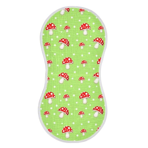 Polka Dot Mushrooms Baby Burp Cloths for Boys and Girls, Soft Muslin Spit Up Towels, 22