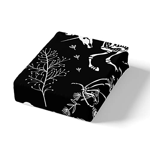 Moth Animal Theme Duvet Cover Queen Size,Gothic Skull Boho Comforter Cover With 2 Pillowcase For Adults,Black And White Skeleton Decorative Soft Bedding Set #TOP4