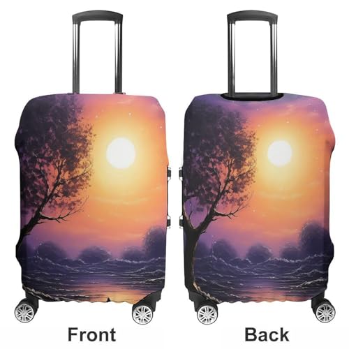 Travel Luggage Cover Protectors Elastic Anti-scratch Suitcase Cover Washable Luggage Sleeve Night Scene Oil Painting Suitcase Cover Protector Fit 18-32 Inch Suitcases Travel Accessories S3