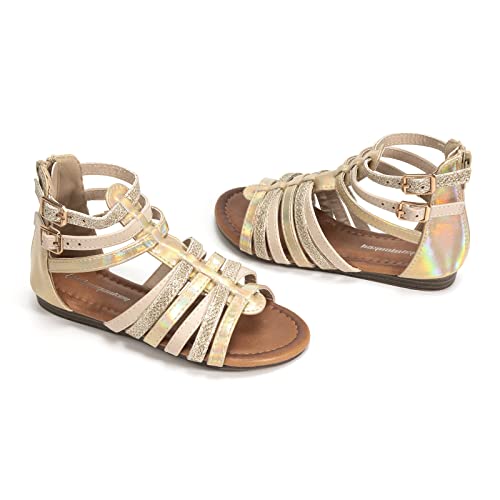 Image of FUNKYMONKEY Girls Gladiator Strap Sandals Flat Thong Cross Strappy Sandals
